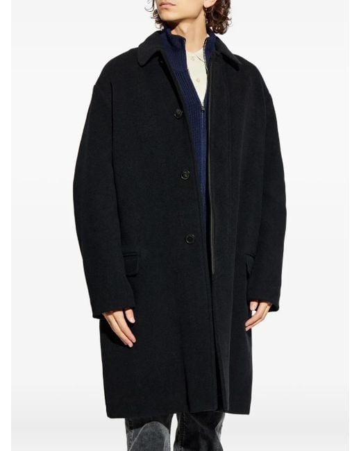 Isabel Marant Blue Collared Button-Fastening Coat for men