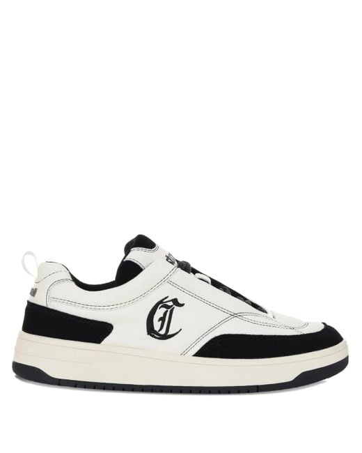 Just Cavalli White Logo-Detail Leather Sneakers for men
