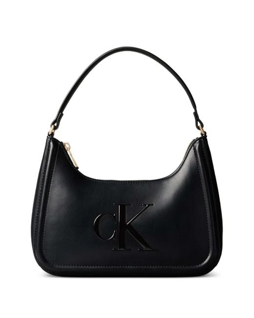 Calvin Klein Black Sac Porté Épaule À Logo Embossé