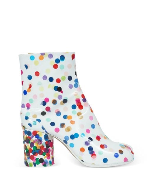 Maison Margiela White 80Mm Polka-Dot Ankle Boots