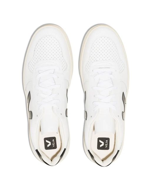 Veja White V-10 Leather Sneakers for men