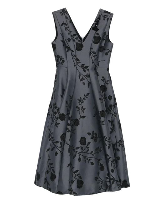 Vestido corto con estampado floral y cuello en V Max Mara de color Black