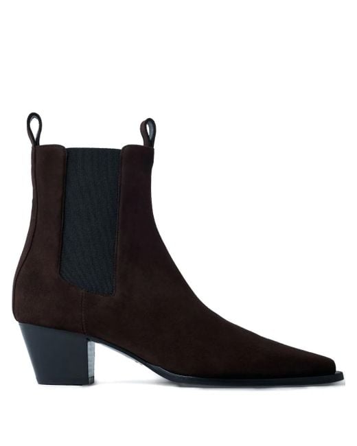 Totême  Black 80Mm Suede Boots With Pointed Toe