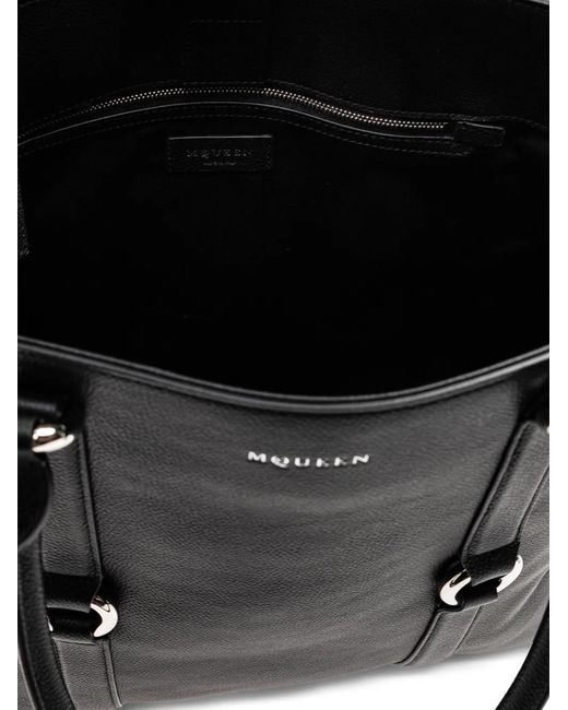 McQueen Black Farringdon Ring-Detail Tote Bag for men