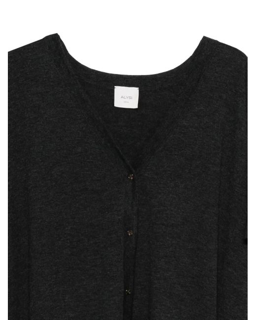 Alysi Black Short-Sleeve Buttoned Cardigan