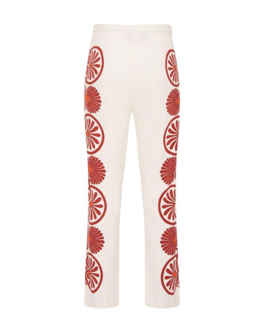 LaDoubleJ Red Cropped-Hose mit Medallion-Print