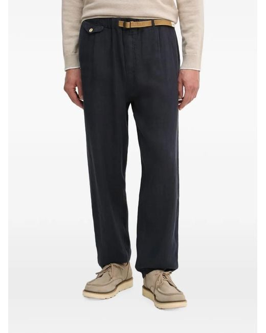 Aeronautica Militare Blue Logo-Embroidered Trousers for men