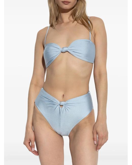 Cult Gaia Blue Oswin Knotted Bandeau Bikini Top