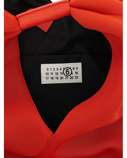 MM6 by Maison Margiela Red Japanese Pleated Origami Triangle Tote Bag