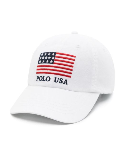 Polo Ralph Lauren White Flag-embroidered Baseball Cap