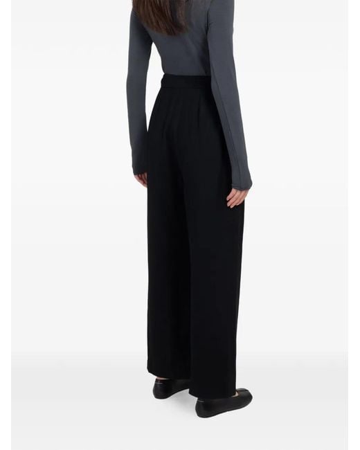 Amomento Black Wool Wrap Trousers