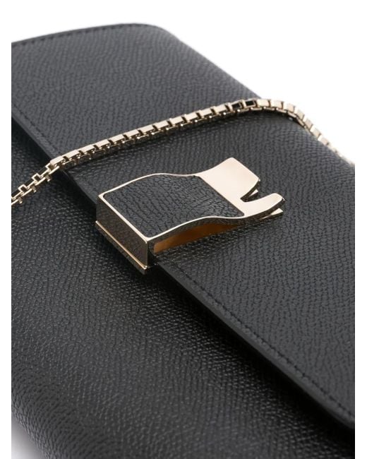 Valextra Black Pebbled Leather Clutch