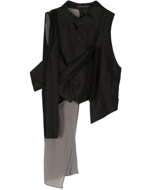 Yohji Yamamoto Black Layered Cotton Waistcoat