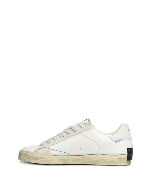 Crime London White Logo-Print Leather Sneakers for men