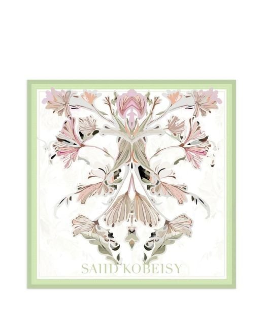Saiid Kobeisy White Large Floral Scarf