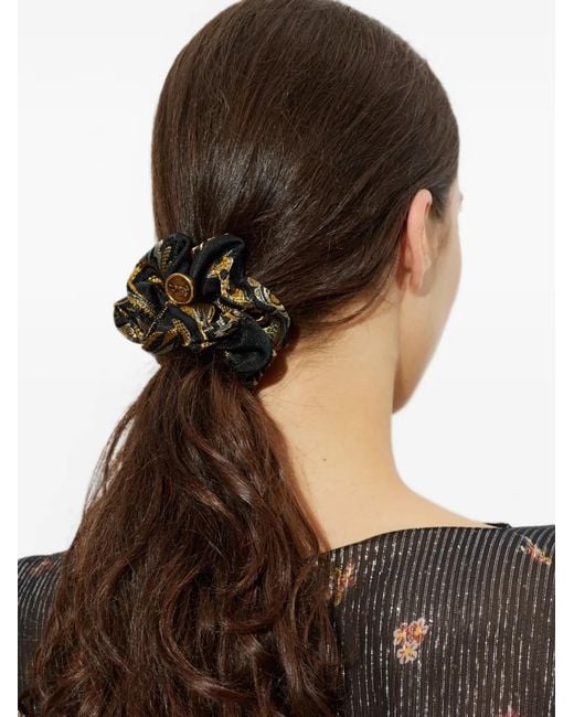 Etro Black Paisley-Jacquard Pegasus Scrunchie