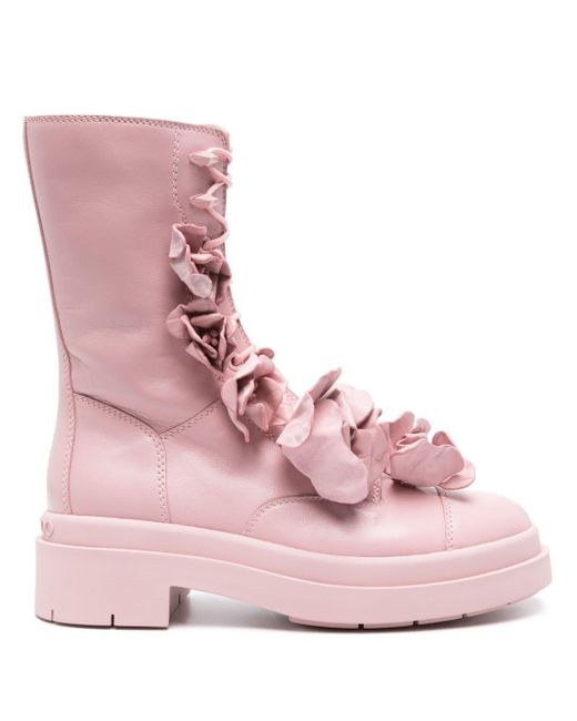 Jimmy Choo Pink Nari Leather Ankle Boots