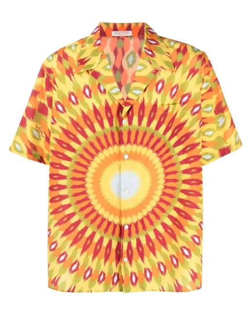 Valentino Garavani Orange Graphic-Print Shirt for men