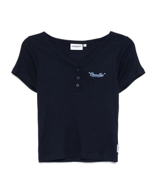 Chocoolate Blue Logo-Embroidered T-Shirt