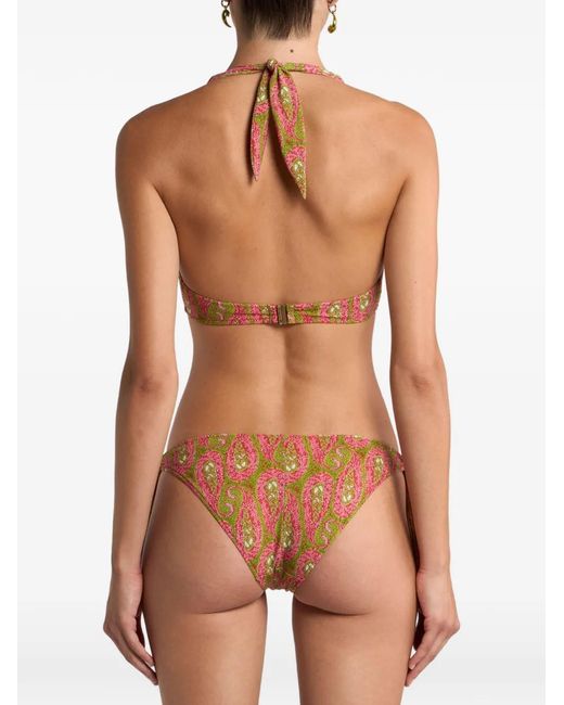 Etro Pink Bikini With Paisley Foliage Motif