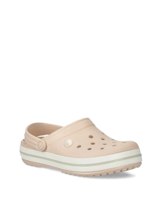 CROCSTM White Perforated Striped Slides