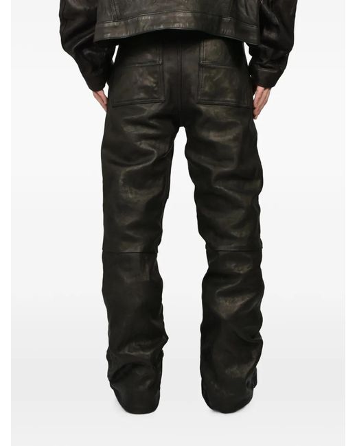 FILTH Black Panelled Leather Flared Trousers for men