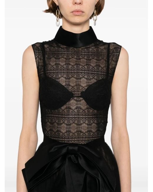 Saiid Kobeisy Black Lace Sleeveless Dress