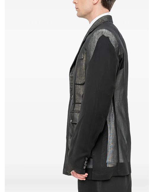 Setchu Gray Metallic-Effect Panelled Blazer for men