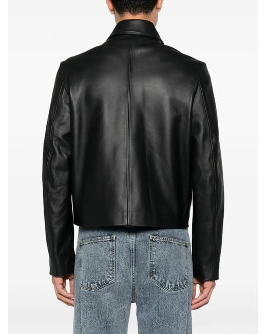 Second/Layer Black Barras Leather Jacket for men