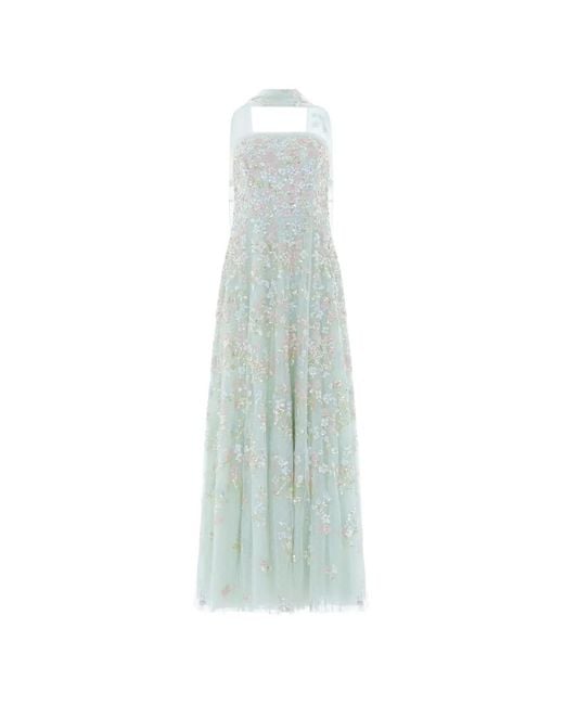 Needle & Thread White Forget-Me-Not Strapless Maxi Dress