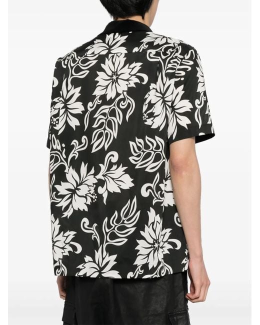 Sacai Black Floral-Print Cotton Shirt for men
