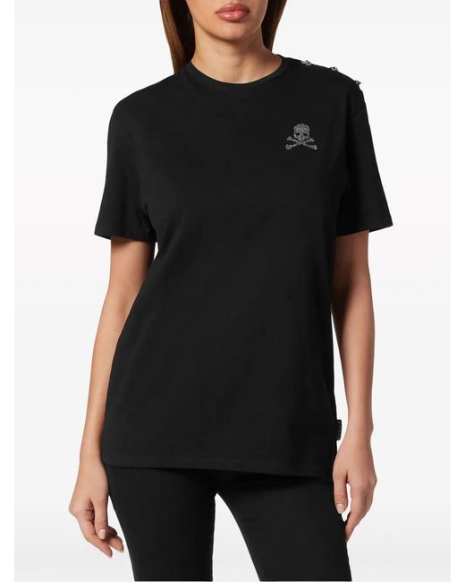 Philipp Plein Black Skull-Embellished Cotton T-Shirt