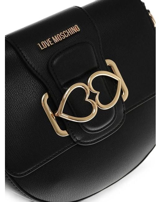Moschino Black Heart-Motif Shoulder Bag