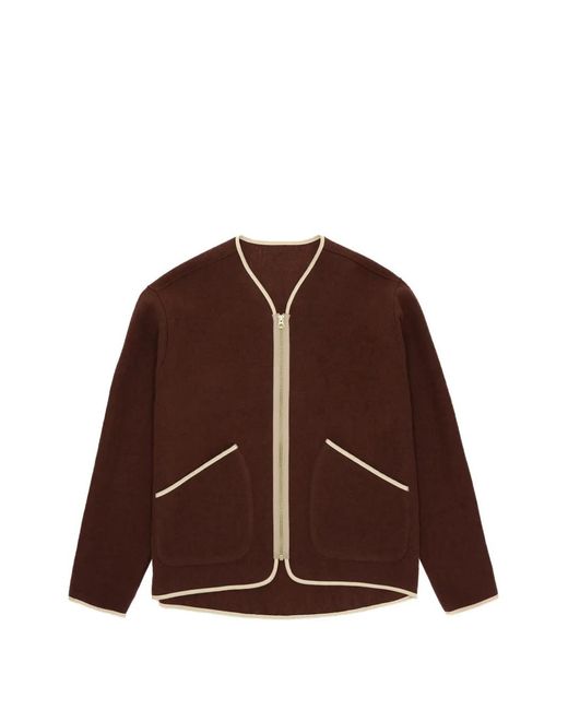 Fortela Brown Sherpa Contrast-Trim Wool Jacket for men