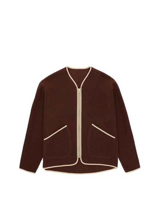Fortela Brown Sherpa Contrast-Trim Wool Jacket for men