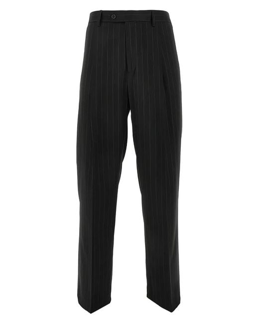 MARSĒM Black Pinstripe Trousers for men