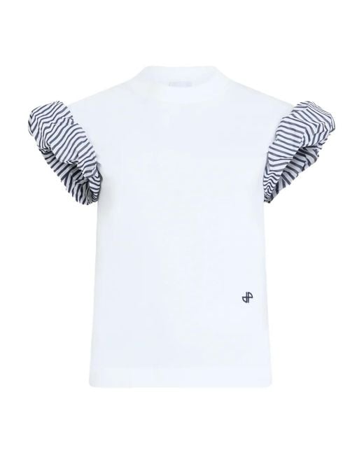 Patou White Faille-Sleeves T-Shirt