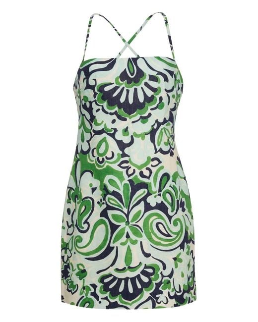 Cara Cara Geometric-Print Cross-Back Mini Day Dress in Green | Lyst Cara Cara Geometric-Print Cross-Back Mini Day Dress in Green | Lyst