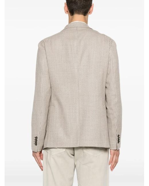 Tagliatore White Houndstooth-Pattern Single-Breasted Blazer for men