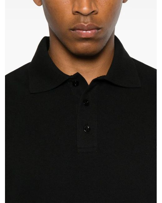 Saint Laurent Black Piquet Cotton Polo Shirt for men