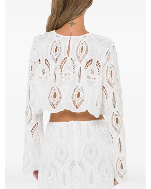 JBQ White Embroidered Crop Top