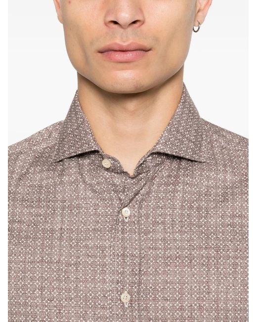 Brunello Cucinelli Pink Patterned Shirt for men