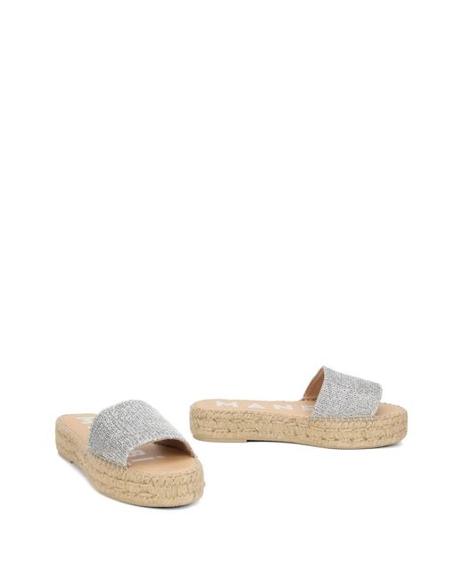 Manebí White Glitter-Effect Platform Sandals