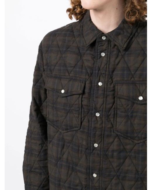Isabel Marant Black Check-Print Two-Pocket Shirt Jacket for men
