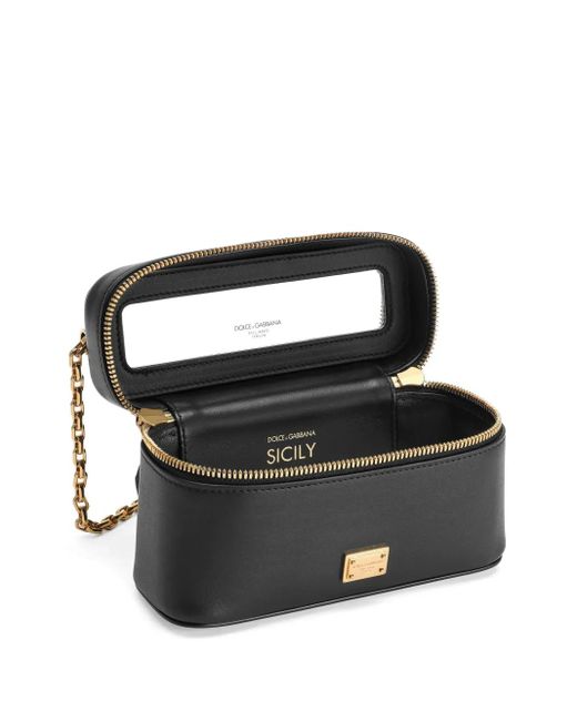 Dolce & Gabbana Black Schwarze Schultertasche Mit Kette