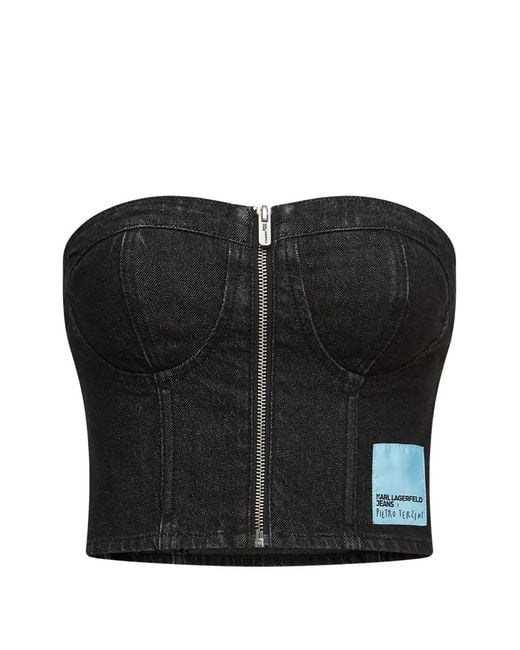 Karl Lagerfeld Black X Pietro Terzini Denim Bandeau Top