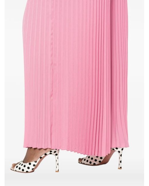 Twinset Pink Pantalon Palazzo À Design Plissé