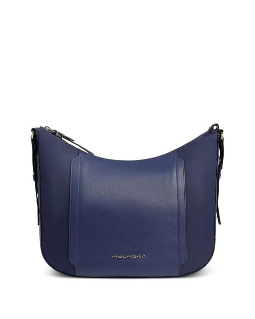 Piquadro Blue Leather-Panelled Shoulder Bag