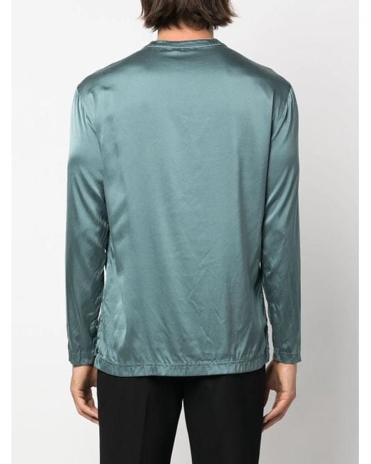 Tom Ford Green Half-Button Silk Shirt for men