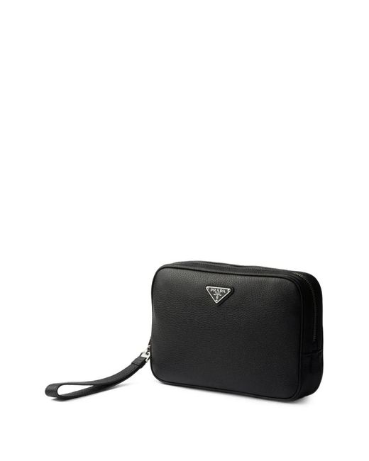 Prada Black Leather Pouch for men